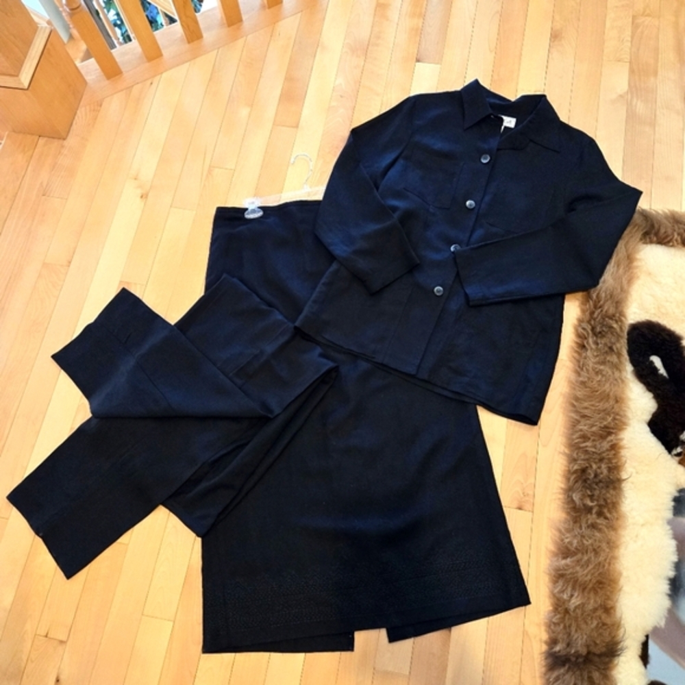 Mix&Match Jones Wear Woman's Black Linen Suit, Jacket, Pants, Skirt Size 12 & 14 - Picture 2 of 16